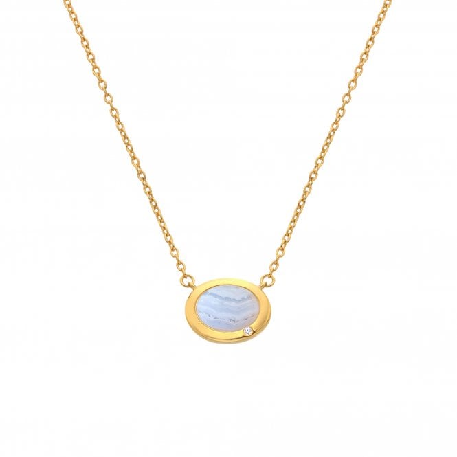 Hot Diamonds HDXGEM Oval Necklace - Blue Lace Agate