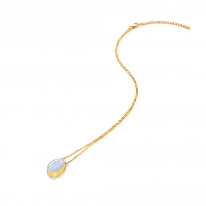 hot diamonds HDXGEM Oval Necklace - Blue Lace Agate