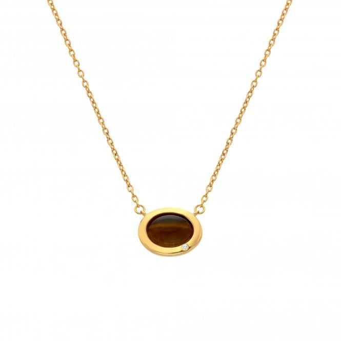Hot Diamonds HDXGEM Oval Necklace - Tigers Eye