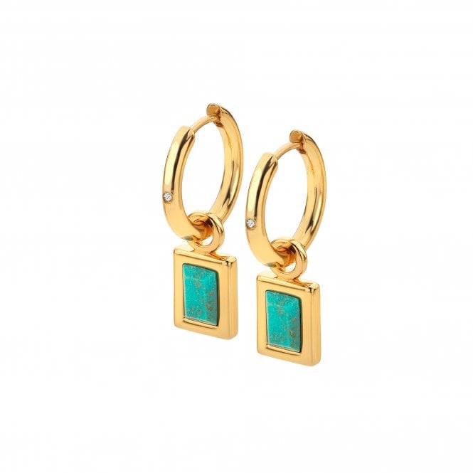 hot diamonds HDXGEM Rectangle Earrings - Turquoise