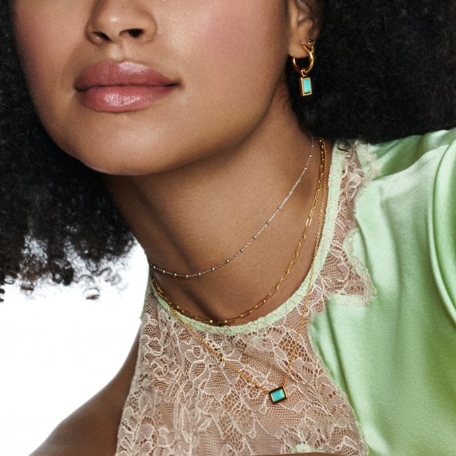 Hot Diamonds HDXGEM Rectangle Necklace - Turquoise