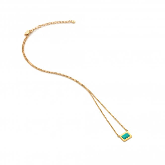 hot diamonds HDXGEM Rectangle Necklace - Turquoise