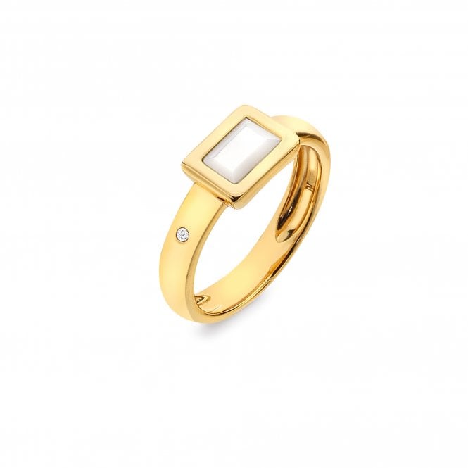 Hot Diamonds HDXGEM Rectangle Ring - Mother Of Pearl