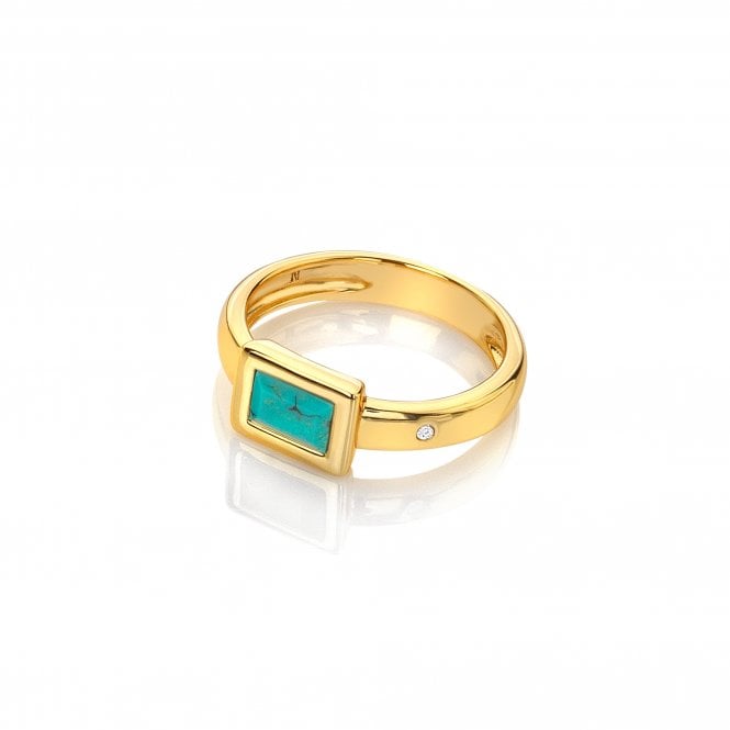 hot diamonds HDXGEM Rectangle Ring - Turquoise