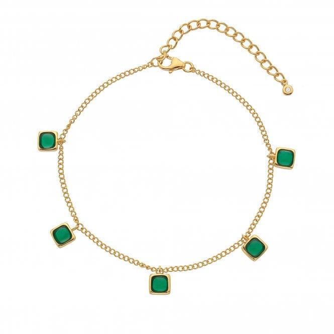Hot Diamonds HDXGEM Square Bracelet - Green Agate