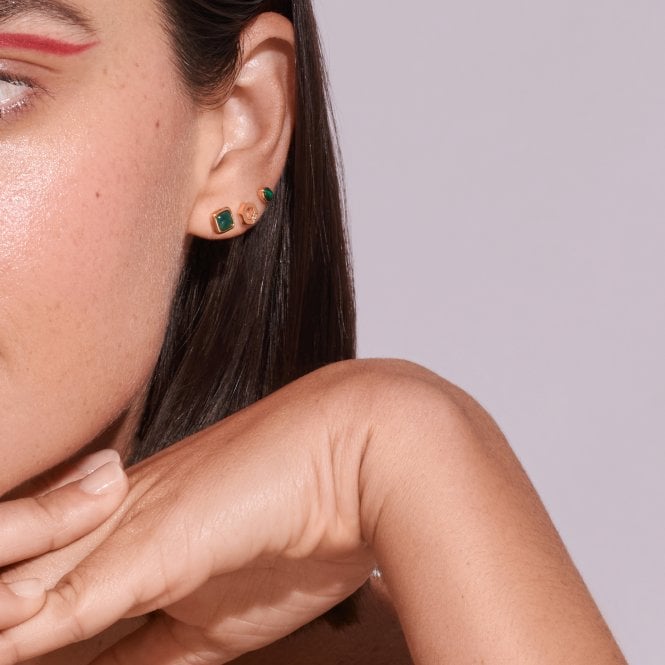 Hot Diamonds HDXGEM Square Earrings - Green Agate