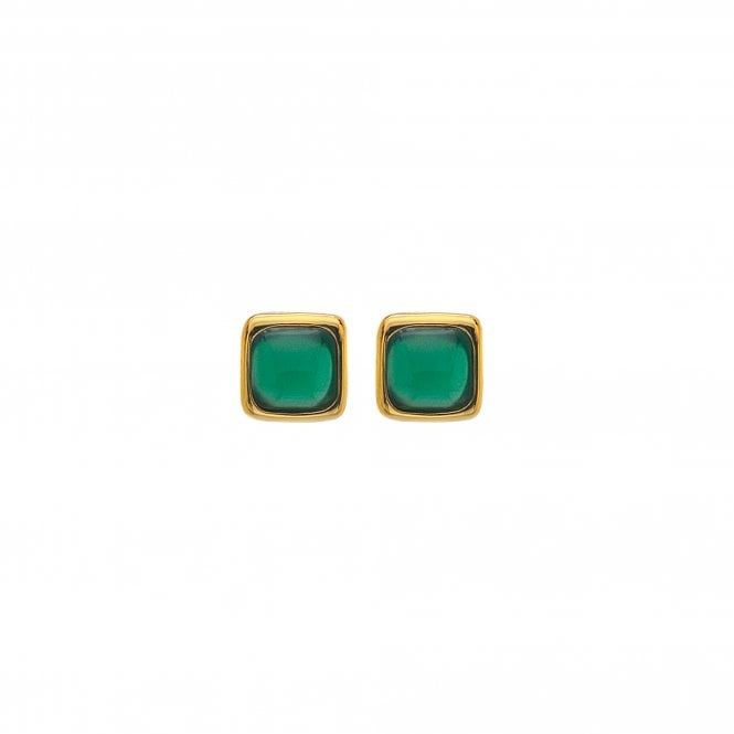 Hot Diamonds HDXGEM Square Earrings - Green Agate