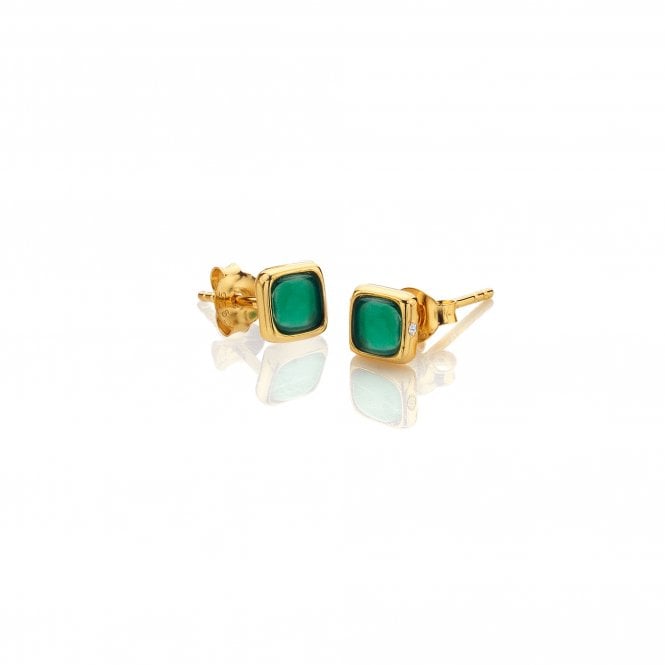 hot diamonds HDXGEM Square Earrings - Green Agate