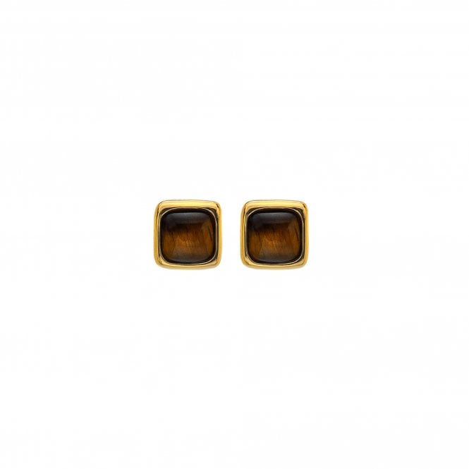 Hot Diamonds HDXGEM Square Earrings - Tigers Eye