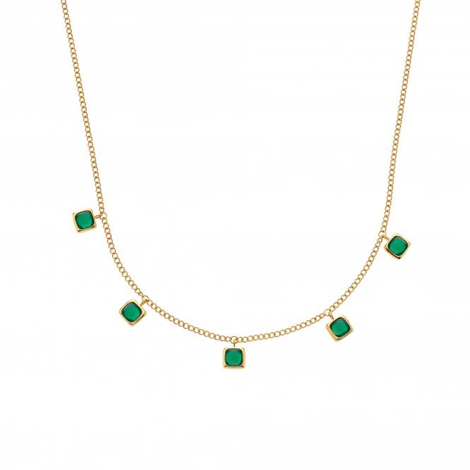 Hot Diamonds HDXGEM Square Necklace - Green Agate