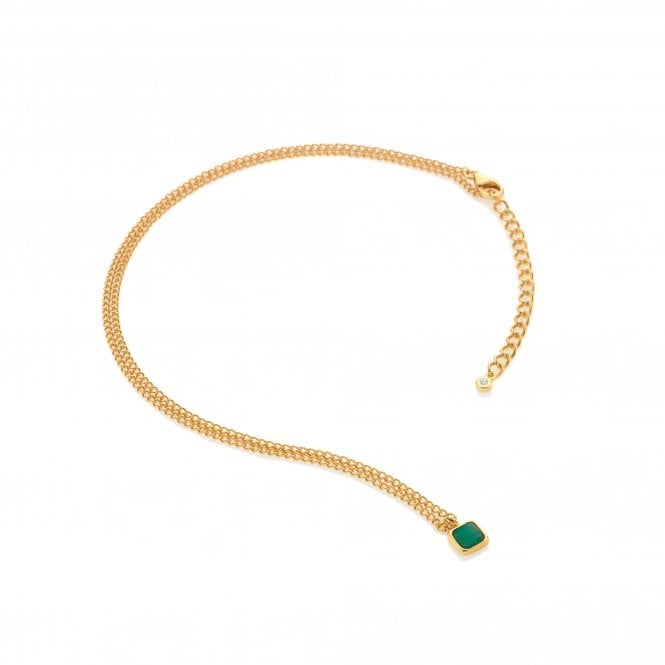 hot diamonds HDXGEM Square Necklace - Green Agate