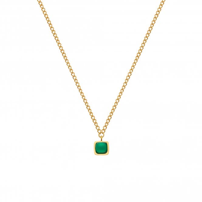 Hot Diamonds HDXGEM Square Necklace - Green Agate