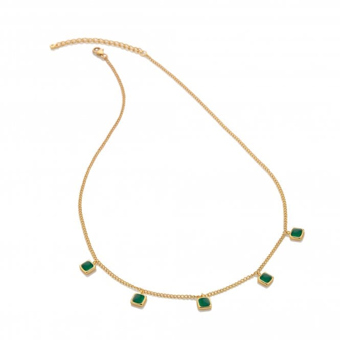 hot diamonds HDXGEM Square Necklace - Green Agate