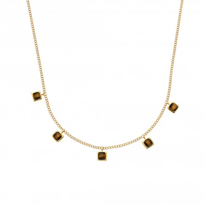 Hot Diamonds HDXGEM Square Necklace - Tigers Eye