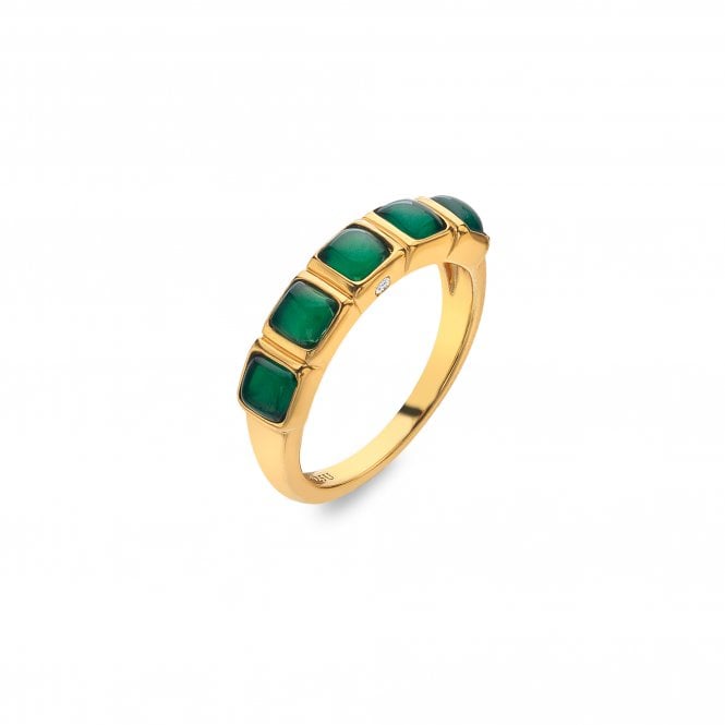 Hot Diamonds HDXGEM Square Ring - Green Agate
