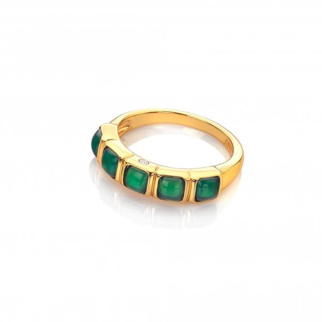 hot diamonds HDXGEM Square Ring - Green Agate