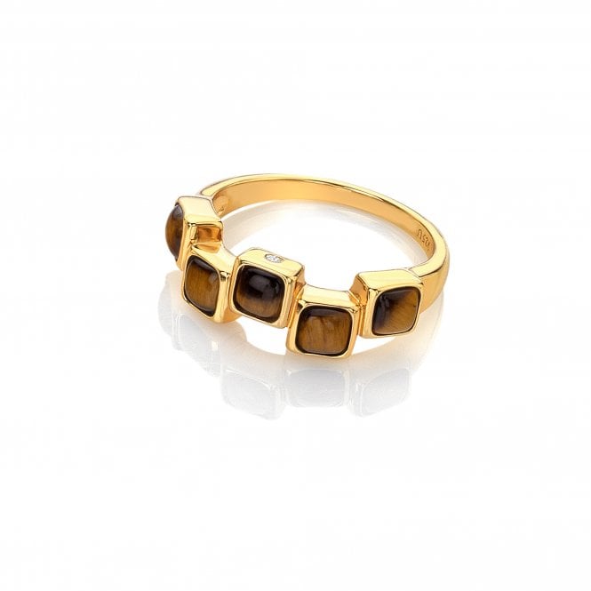 hot diamonds HDXGEM Square Stepped Ring - Tigers Eye