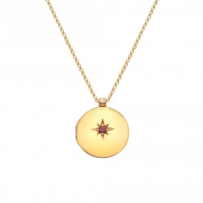 Hot Diamonds HDXGEM Starburst Locket - Red Agate