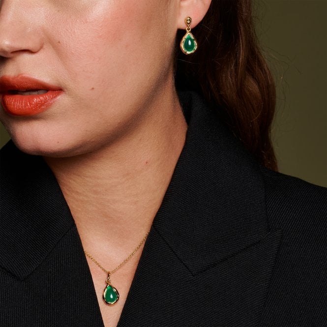 Hot Diamonds HDXGEM Teardrop Earrings - Green Agate