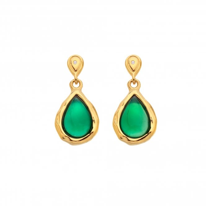 Hot Diamonds HDXGEM Teardrop Earrings - Green Agate