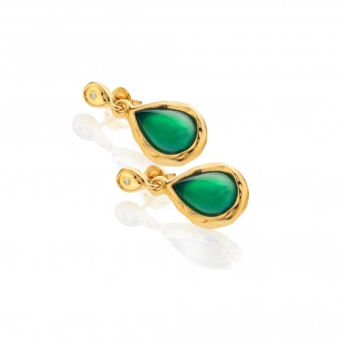 hot diamonds HDXGEM Teardrop Earrings - Green Agate