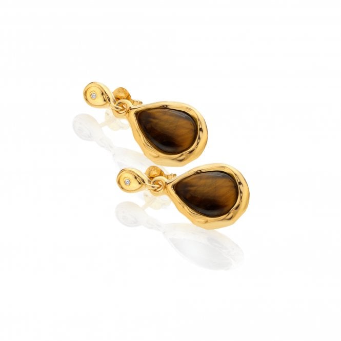 hot diamonds HDXGEM Teardrop Earrings - Tigers Eye