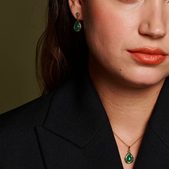 Hot Diamonds HDXGEM Teardrop Pendant - Green Agate