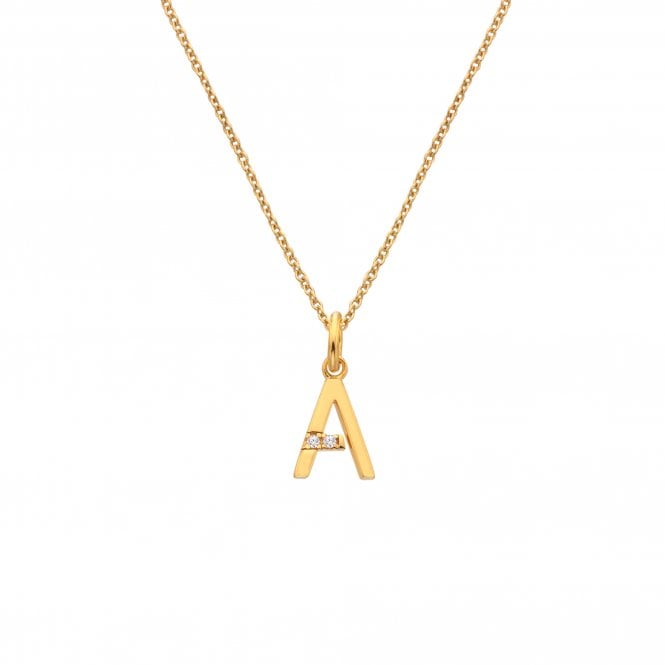 hot Diamonds Letter A Pendant - Yellow Gold Plated