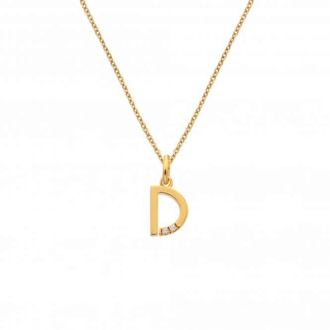 Hot Diamonds Letter D Pendant - Yellow Gold Plated