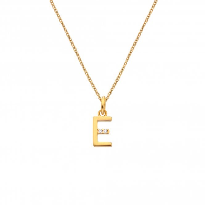 Hot Diamonds Letter E Pendant - Yellow Gold Plated