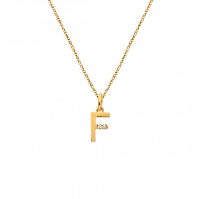 Hot Diamonds Letter F Pendant - Yellow Gold Plated