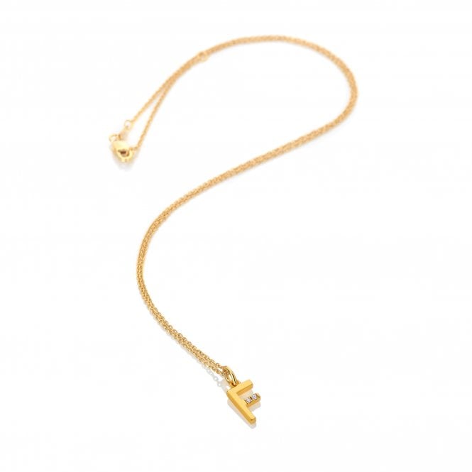 hot diamonds Letter F Pendant - Yellow Gold Plated