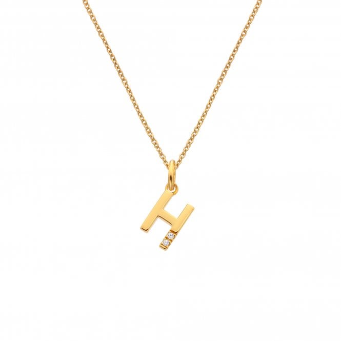 Hot Diamonds Letter H Pendant - Yellow Gold Plated