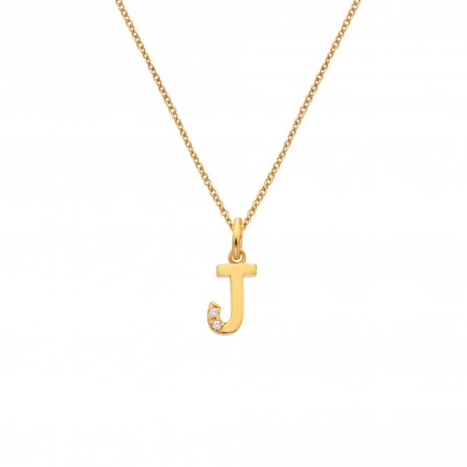 Hot Diamonds Letter J Pendant - Yellow Gold Plated