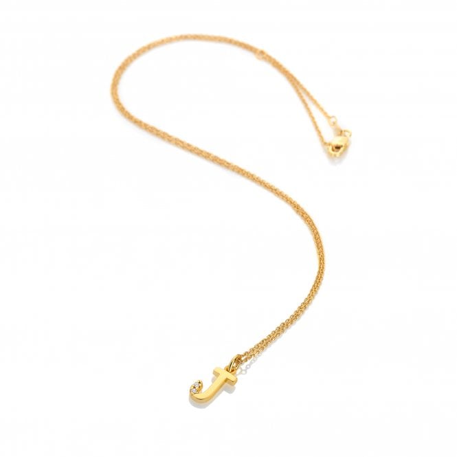 hot diamonds Letter J Pendant - Yellow Gold Plated