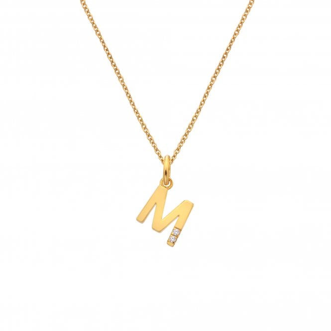 Hot Diamonds Letter M Pendant - Yellow Gold Plated