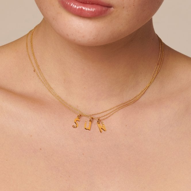 Hot Diamonds Letter N Pendant - Yellow Gold Plated