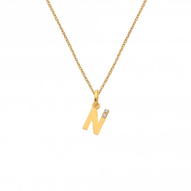 Hot Diamonds Letter N Pendant - Yellow Gold Plated