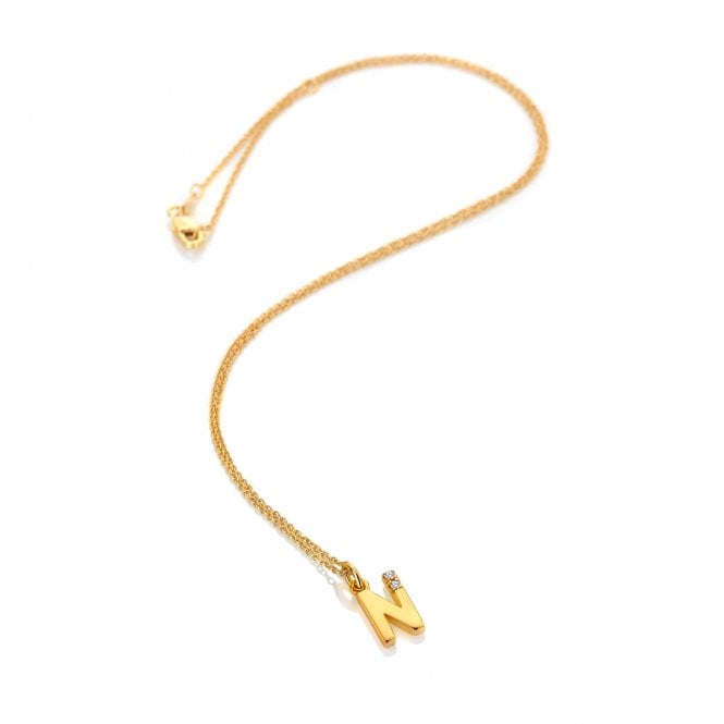 hot diamonds Letter N Pendant - Yellow Gold Plated
