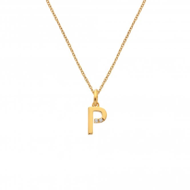 Hot Diamonds Letter P Pendant - Yellow Gold Plated