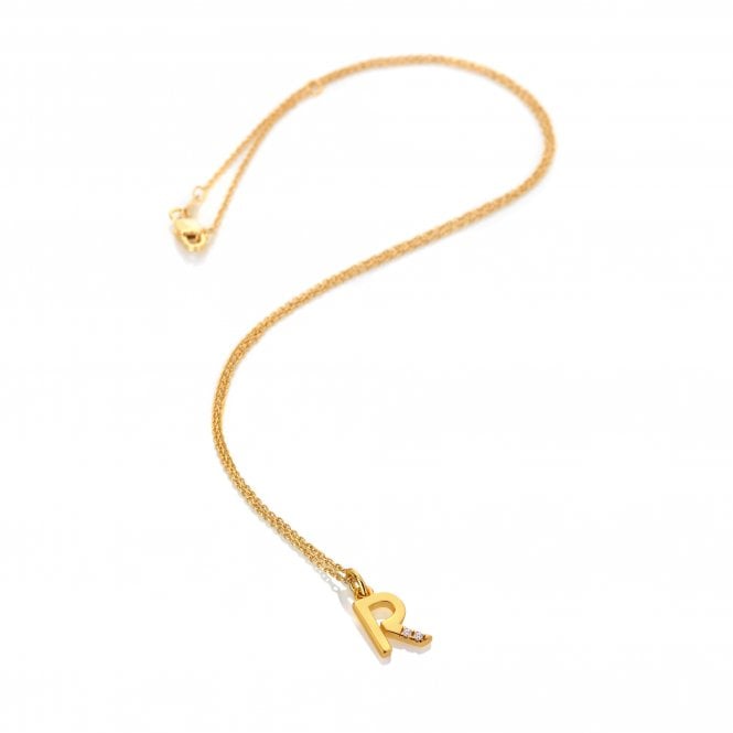 hot diamonds Letter R Pendant - Yellow Gold Plated