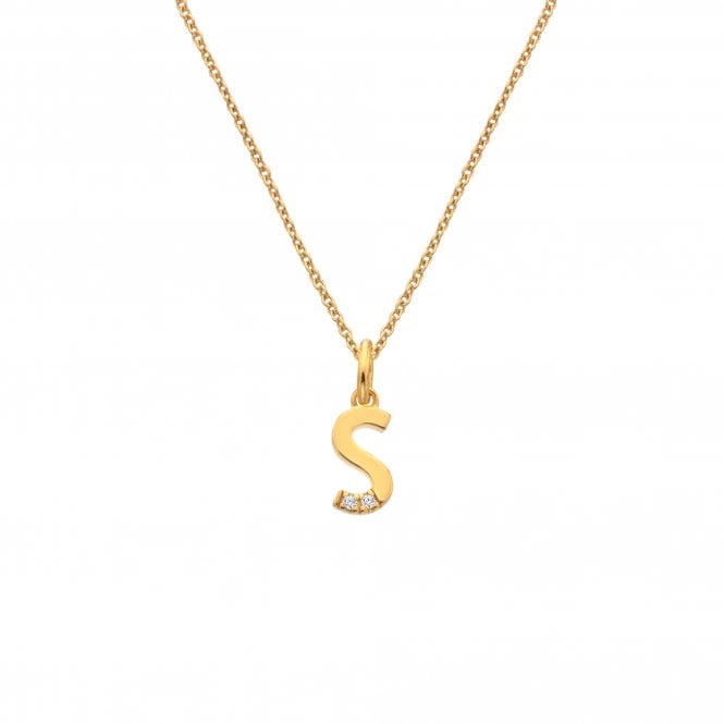 Hot Diamonds Letter S Pendant - Yellow Gold Plated