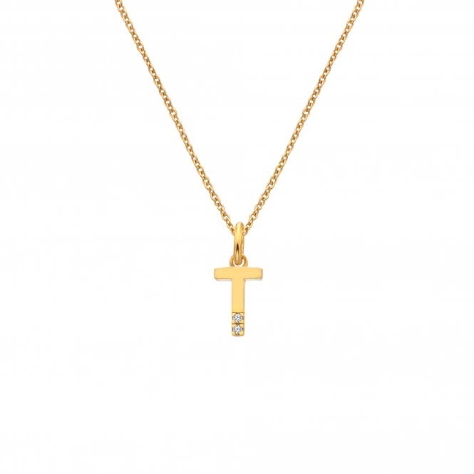 Hot Diamonds Letter T Pendant - Yellow Gold Plated