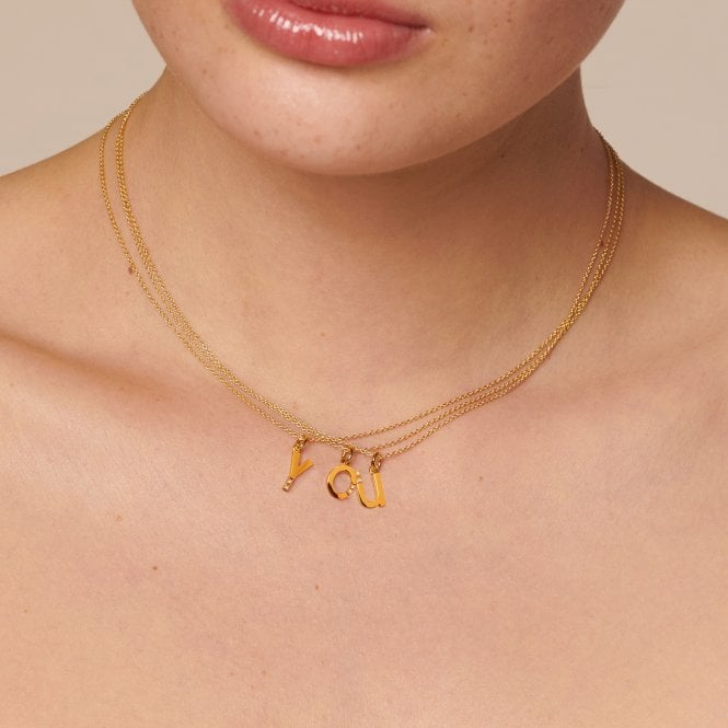Hot Diamonds Letter U Pendant - Yellow Gold Plated