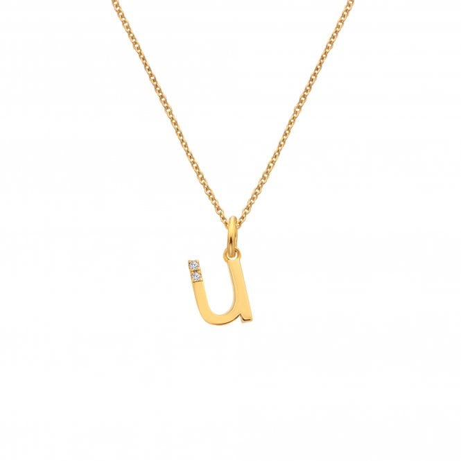 Hot Diamonds Letter U Pendant - Yellow Gold Plated