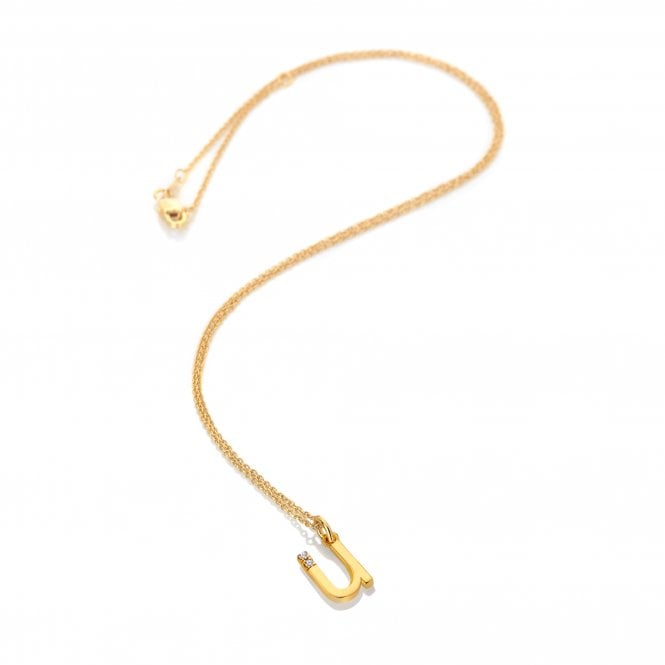 hot diamonds Letter U Pendant - Yellow Gold Plated