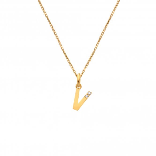 Hot Diamonds Letter V Pendant - Yellow Gold Plated