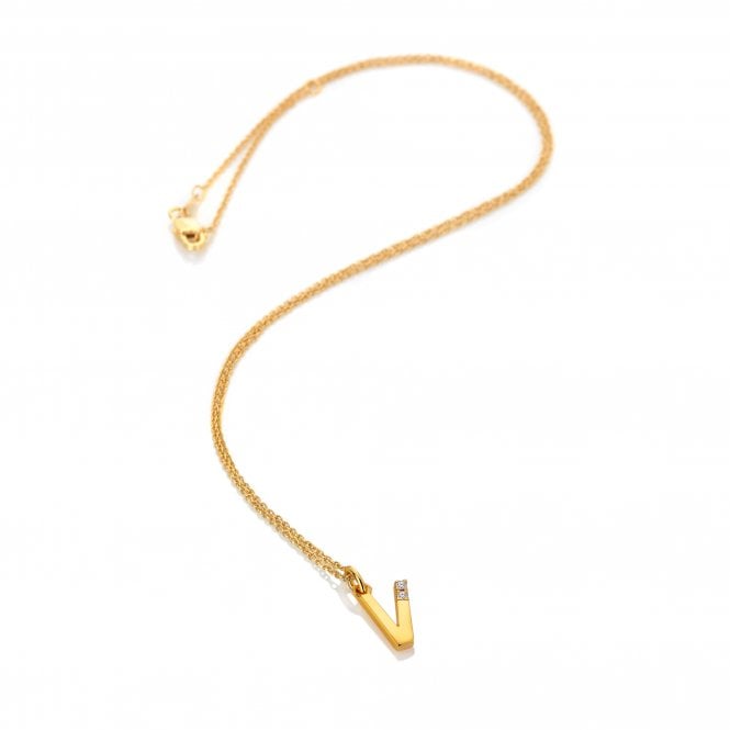 hot diamonds Letter V Pendant - Yellow Gold Plated