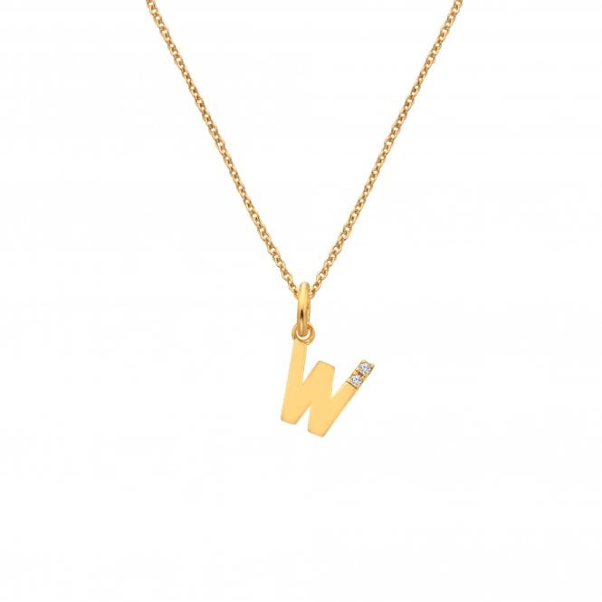 Hot Diamonds Letter W Pendant - Yellow Gold Plated