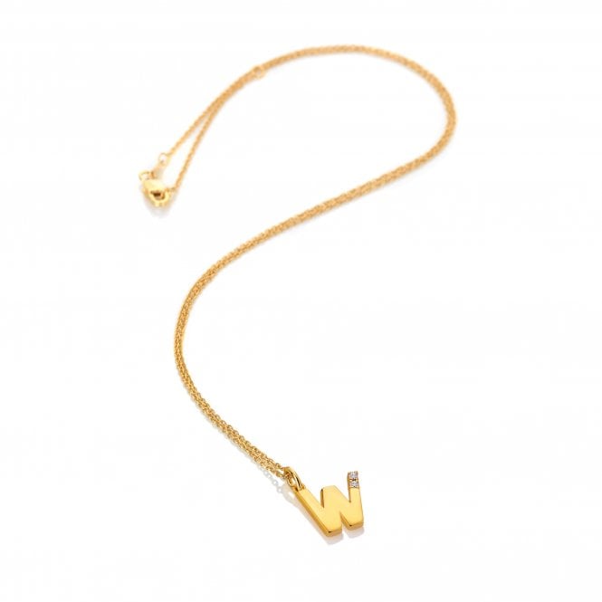 hot diamonds Letter W Pendant - Yellow Gold Plated